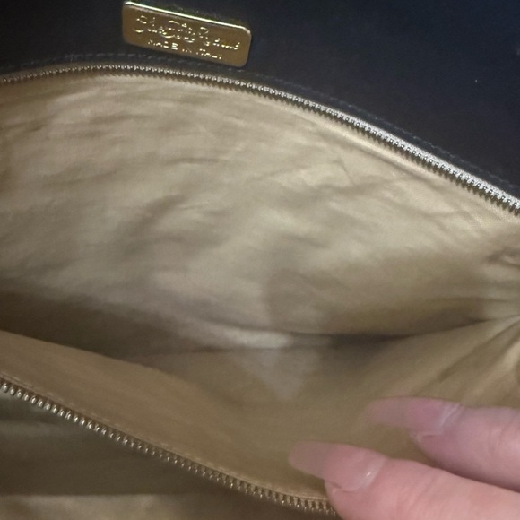 Vintage Saks Fifth Avenue Made in Italy Black Leather Envelope Clutch - Picture 5 of 10